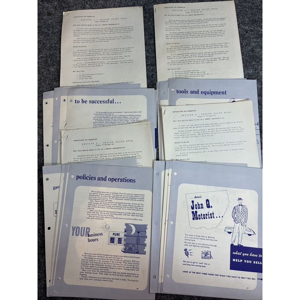 Pure Oil Dealer Guide Book Service Station Manual 64 Page Illustrated Petroliana